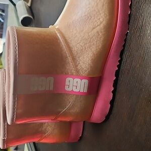 UGG Classic Clear Mini Pink and Cream Children's Ankle Boots